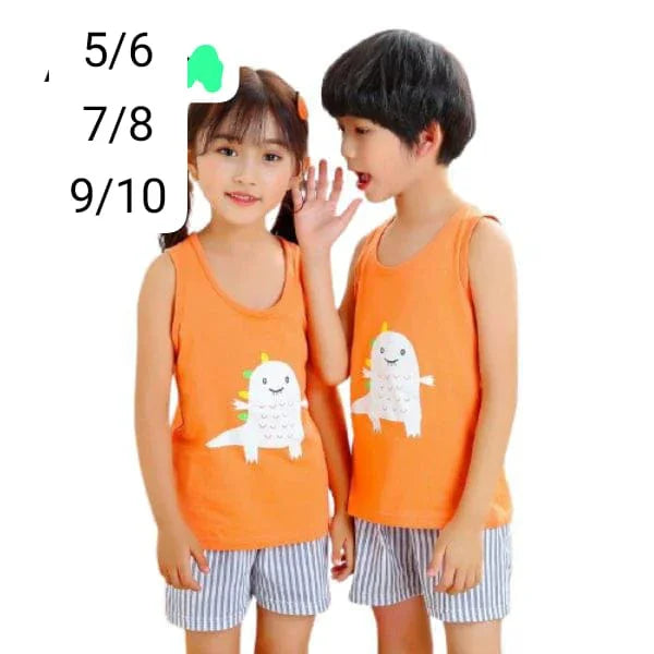 Kids Summer Sleeveless Tank & Shorts Set – Cute Bear & Elephant Print - The Storvia Designers