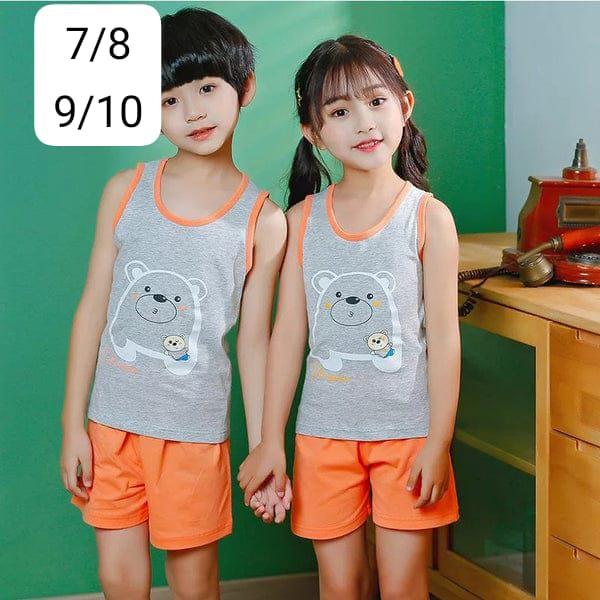 Kids Summer Sleeveless Tank & Shorts Set – Cute Bear & Elephant Print - The Storvia Designers