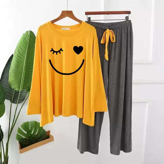 Smilie face Printed Lounge Wear – Comfortable Jersey Fabric - The Storvia Designers
