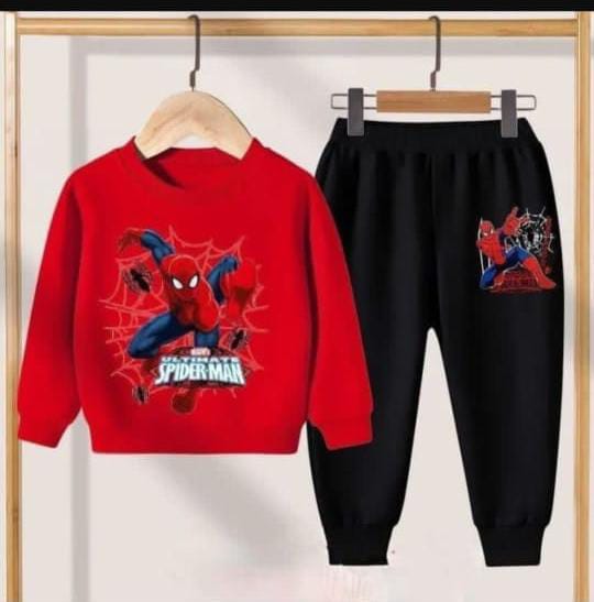 BBG Fashion Kids Winter Spiderman Printed Tracksuit Double Fleece - The Storvia Designers