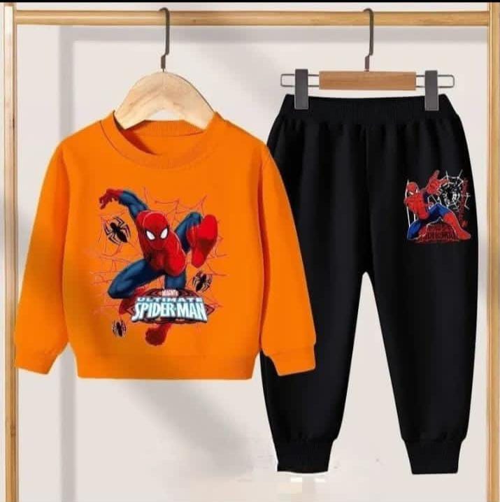 BBG Fashion Kids Winter Spiderman Printed Tracksuit Double Fleece - The Storvia Designers