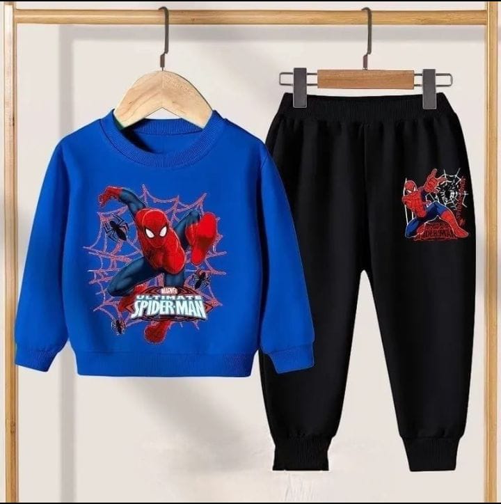 BBG Fashion Kids Winter Spiderman Printed Tracksuit Double Fleece - The Storvia Designers