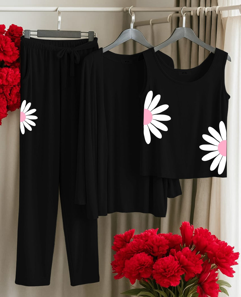 3-Piece Printed Night Suit – Cotton Jersey